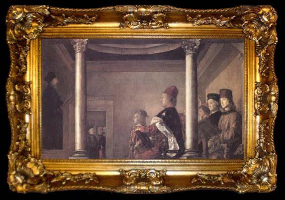 framed  Joos van Ghent Federico da Montefeltro His son Guidobaldo and others Listening to a Discourse (mk25), ta009-2